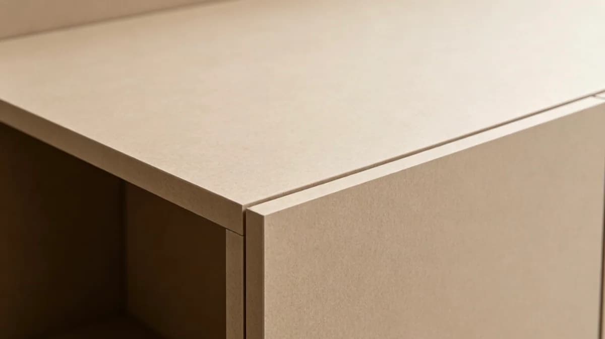 Thin MDF board surface and edge detail for downstream processing