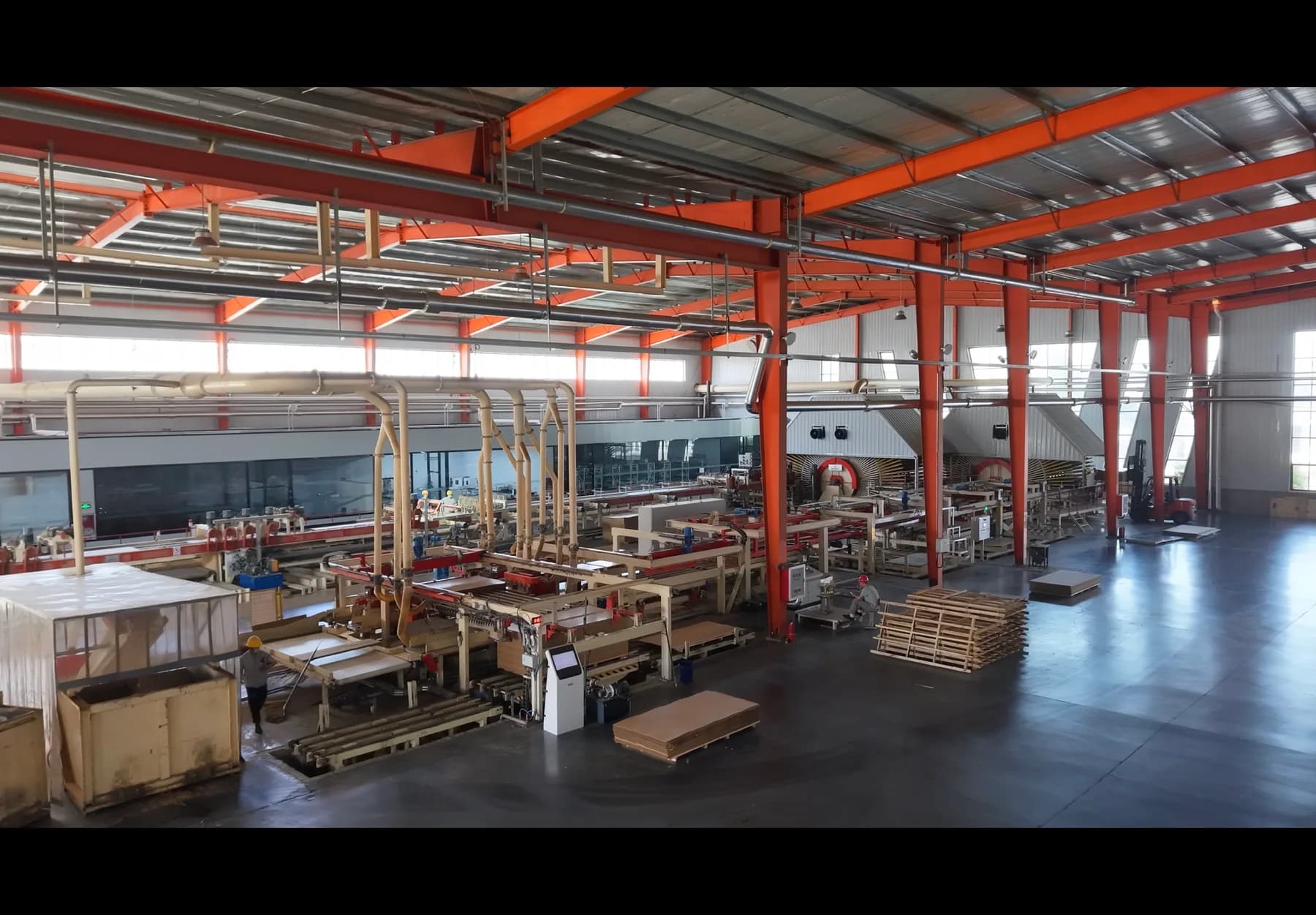 MDF production workshop at the Xinyao Wood factory