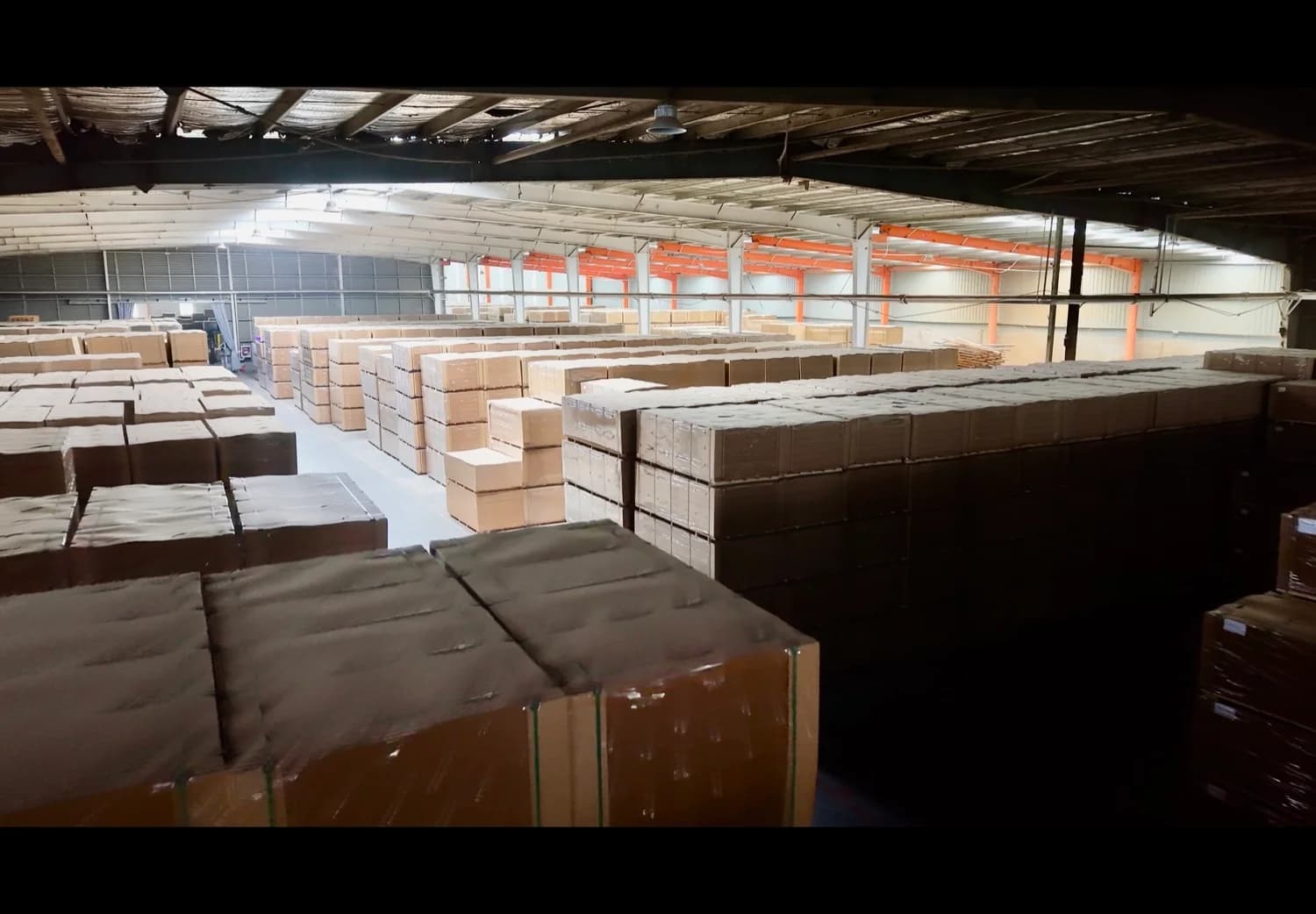 Finished MDF boards stored after production and inspection